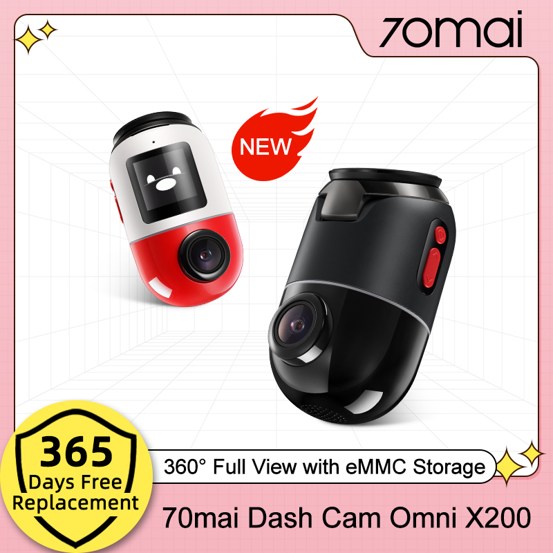 70mai Dash Cam Omni X200 360° Full View Built-in GPS ADAS 70mai Car DVR  X200 Camera 24H Parking Monitor eMMC Storage AI Motion