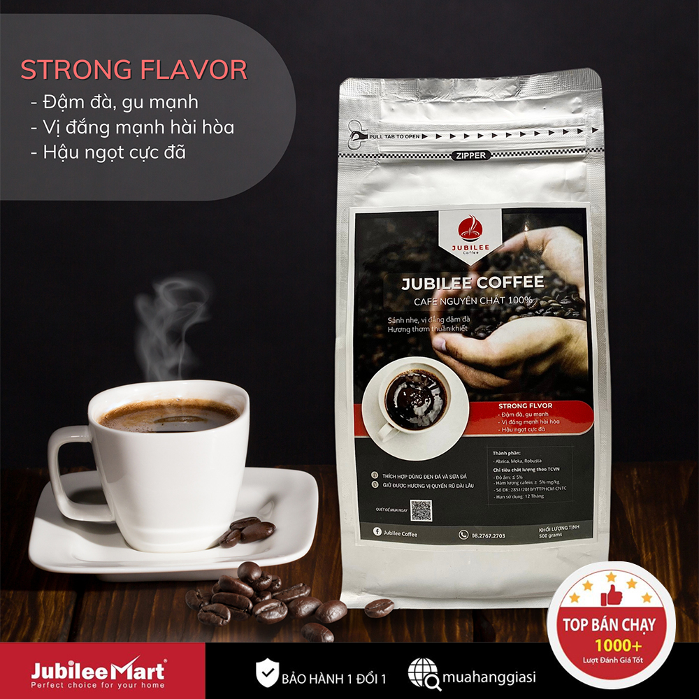 Cà phê Đặc biệt Jubilee Coffee 1KG Hương Vị Strong Flavor, Cafe bột, cà phê hạt pha phin, đậm , đắng , mạnh, cà phê 100% nguyên chất rang xay không tẩm ướp, không pha trộn tạp chất , giá rẻ, BÁN CHẠY thumbnail