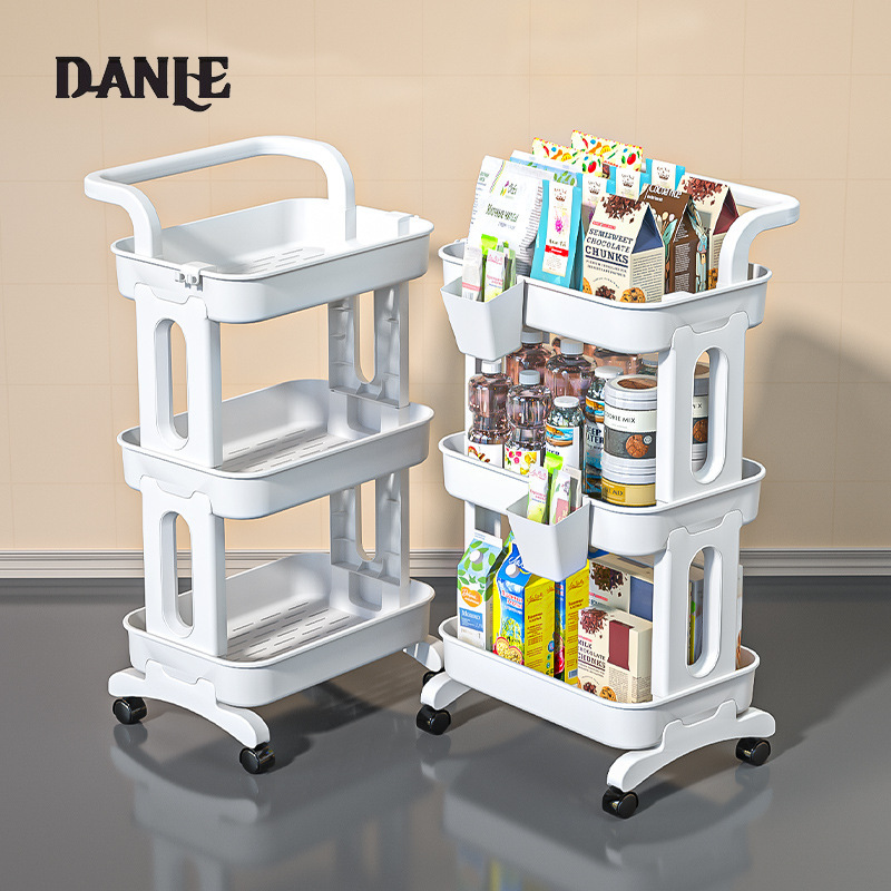 Trolley rotating rack kitchen bathroom mobile snacks bathroom multi-storey bedroom bedside storage storage rack