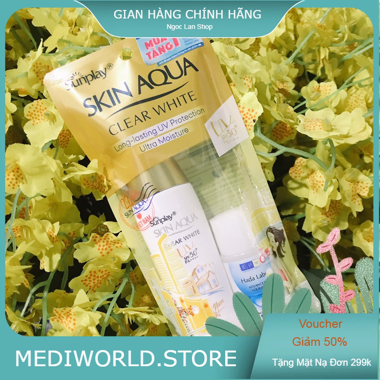 Kem chống nắng - Sữa chống nắng Sunplay dưỡng da trắng mịn Sunplay Skin Aqua Clear White SPF50+/PA++++, bảo vệ da bạn không bị bỏng rát, cháy nắng trong nhiều giờ liền