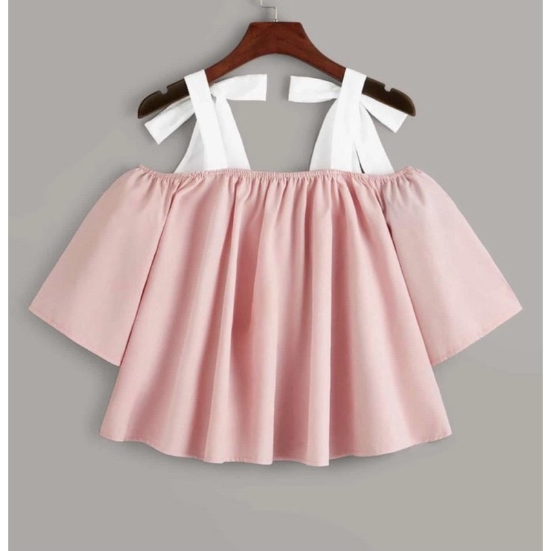 Áo Croptop thắt nơ chất liệu lụa mềm mịn