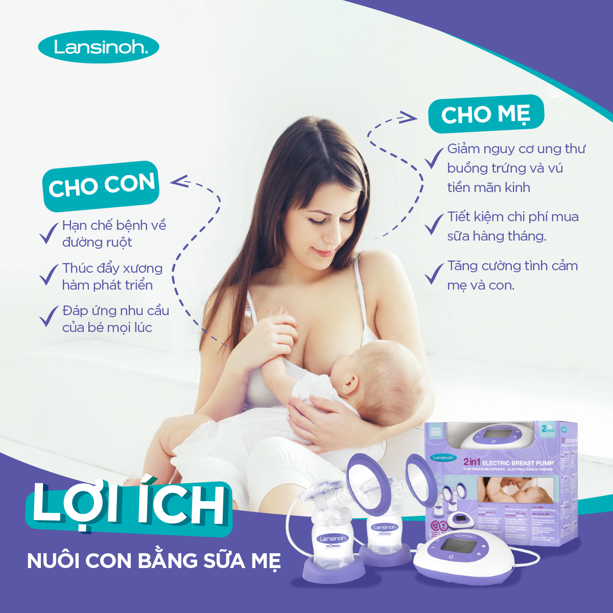 Máy hút sữa điện đôi thông minh Lansinoh [HSD 07/2024]