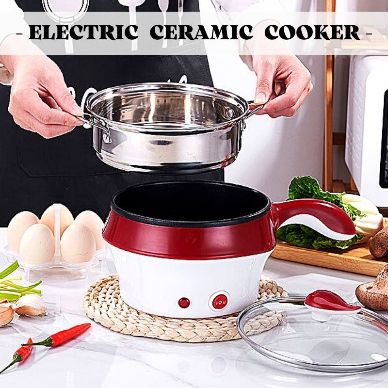 3 Pin Plug Electric Non Stick Ceramic Frying Pan Mini Rice Cooker ...