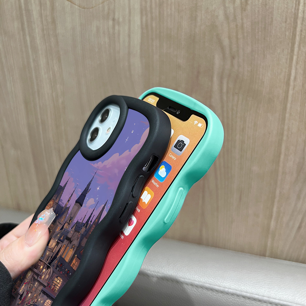 AMORVOR for Realme C15 Back Cover Princess Castle Pattern Luxury Phone Case Macaron Wave Soft Silicone Mobile Cover. 