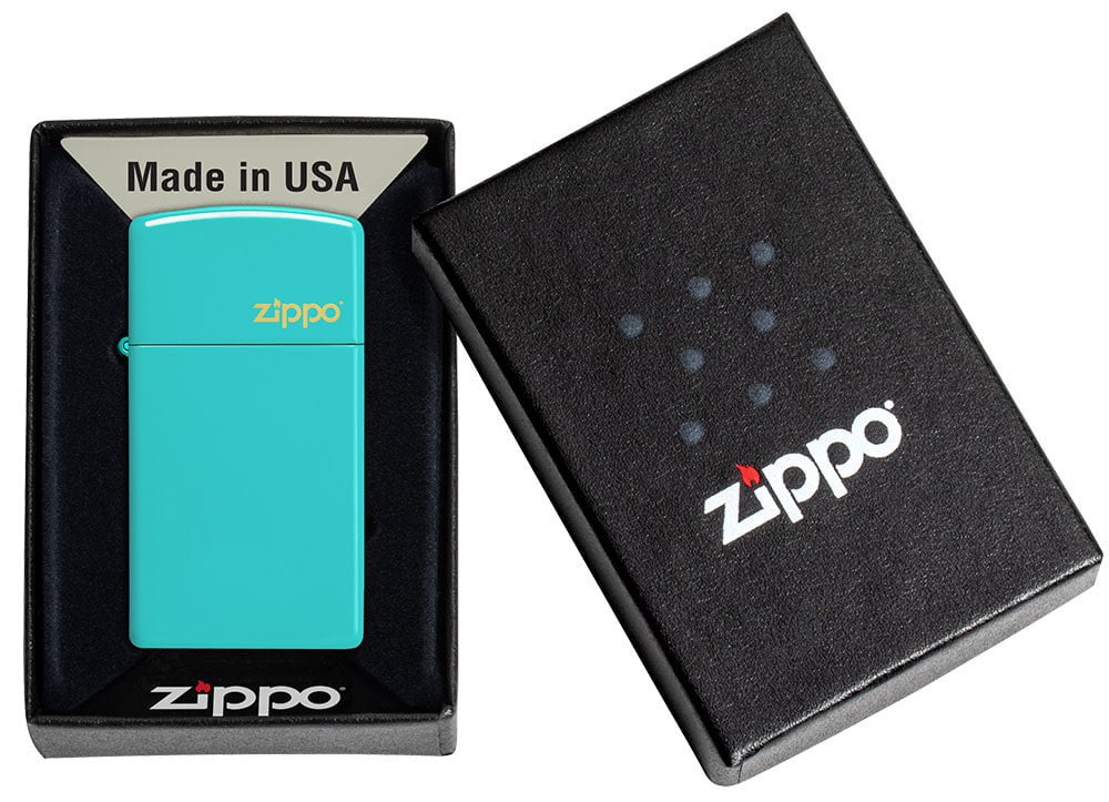 Bật Lửa Zippo 49529ZL Slim® Flat Turquoise Zippo Logo