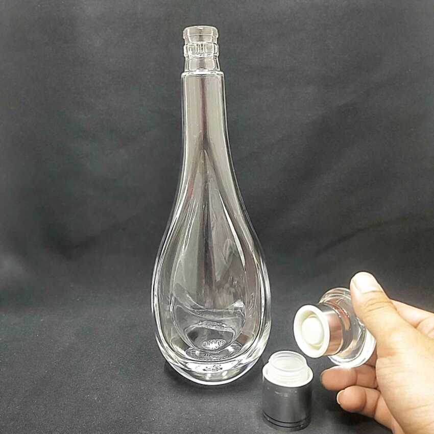 Glass bottle 500ML – WATER DROP shape – solid cap - 1 bottle (C12 pattern)