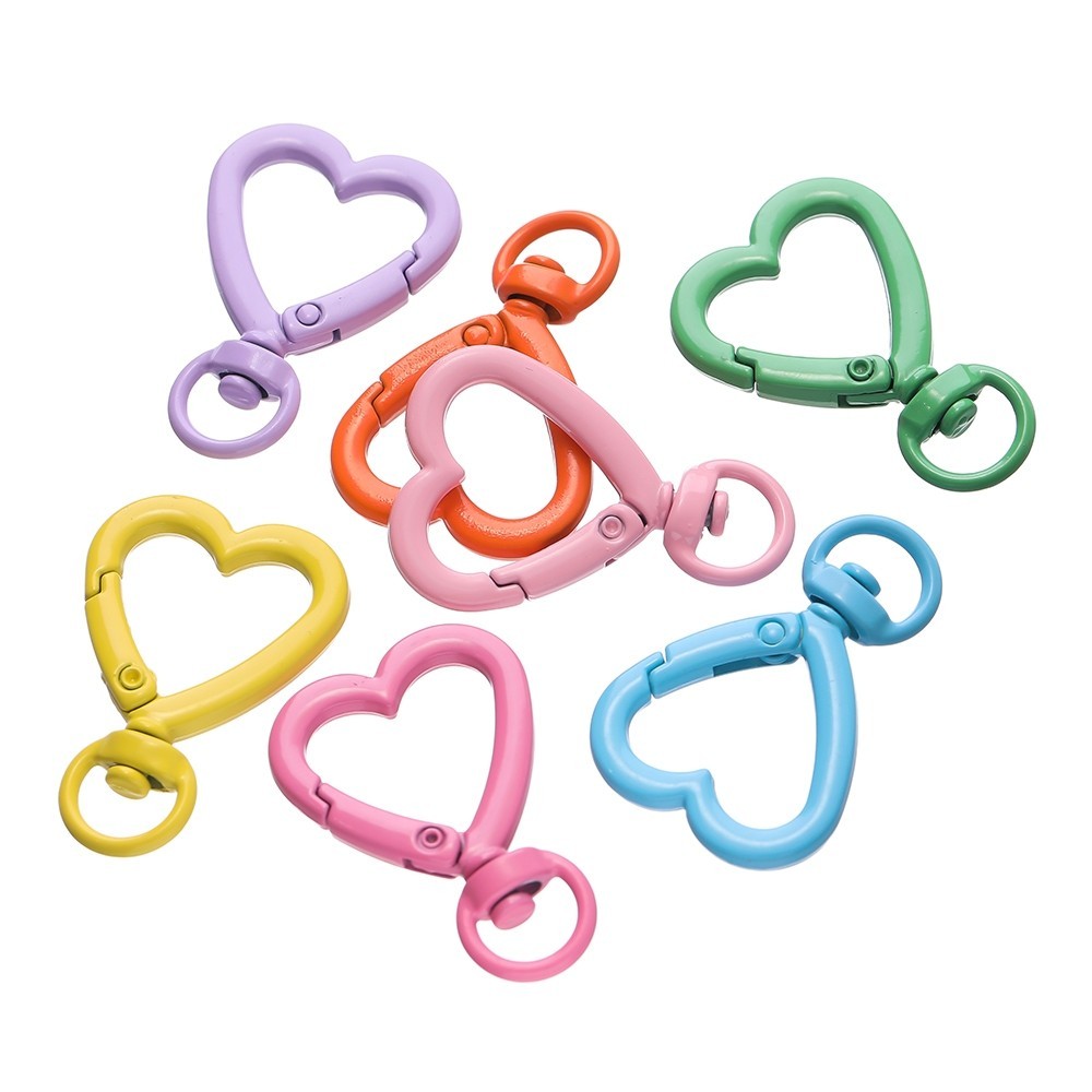 St.kunkka 26x38.5mm 2Pcs Love Keychain Metal Colored Love Chain For DIY Pendant Keyring Souvenir Gifts. 