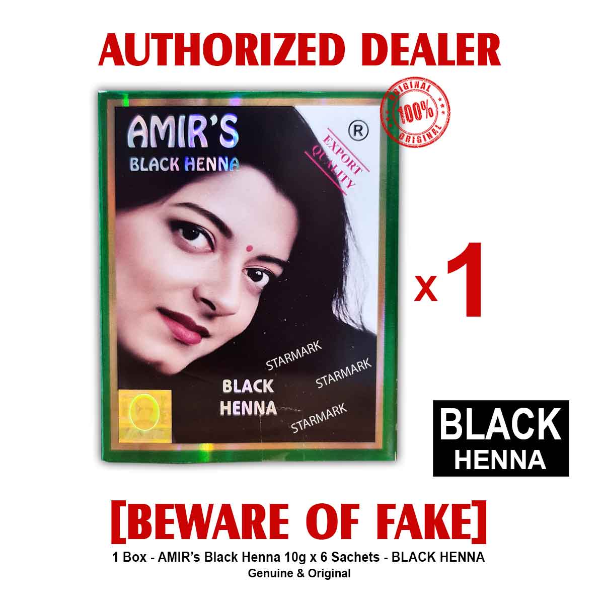 Amirs Hair Color BLACK HENNA 10g x 6 Sachets per box AMIR Hair Color ...