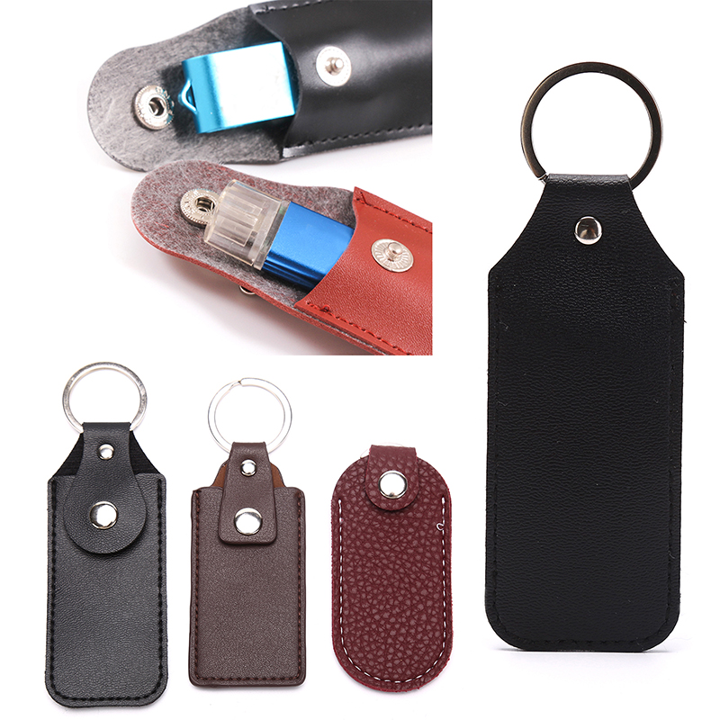 [Bắc mang] Vỏ USB Túi bảo vệ túi xách tay móc chìa khóa bằng da để Ổ USB Flash
