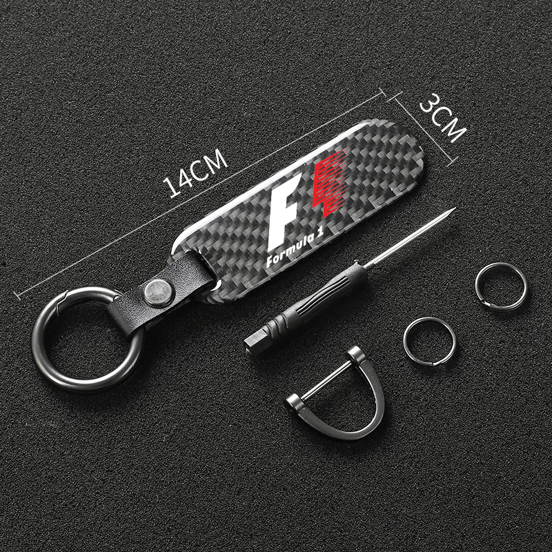 【FrostForte】 Car KeyChain Anti-lost Buckle Holder Key Ring Carbon Fiber For Formula 1 F1 Car Accesso
