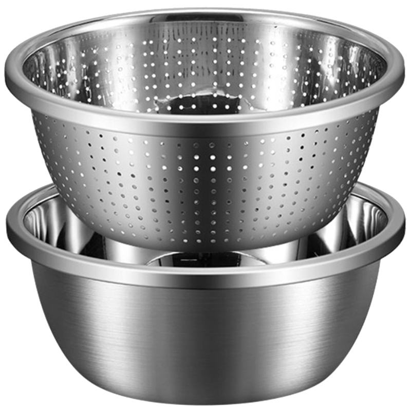 Microporous Colander Rice Washing Sieve Set Basin Capacity with Mixing Bowl for Washing Vegetables, Fruit and Rice and for Draining Cooked Pasta