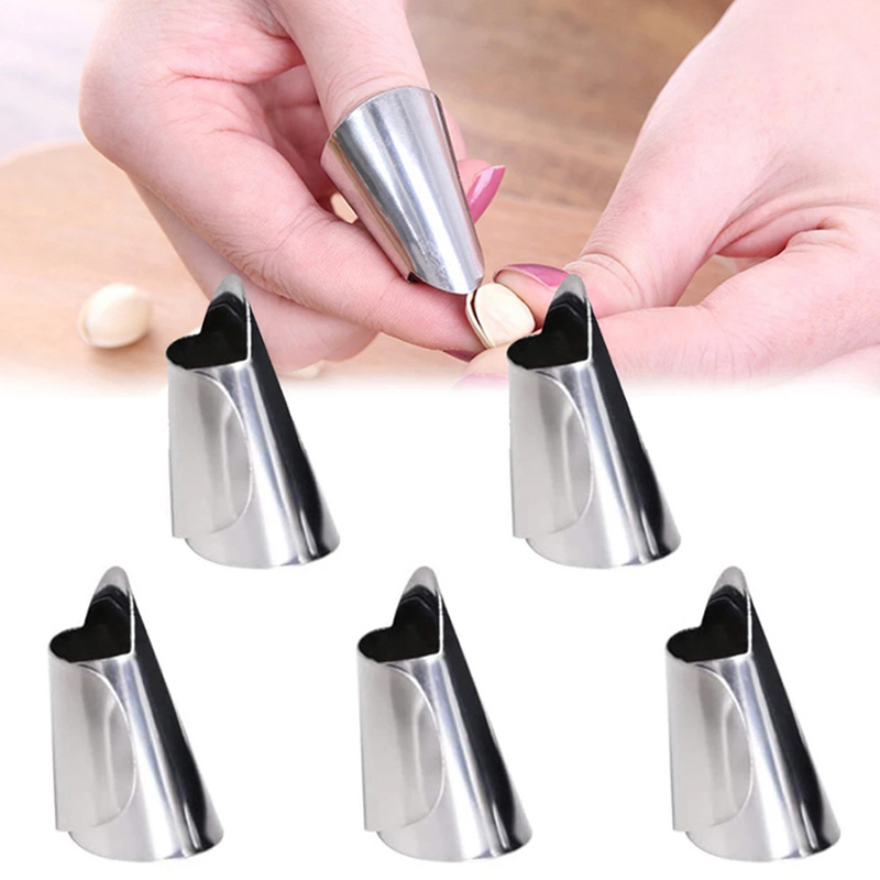 🌟🌟🎈 5Pcs Stainless Steel Finger Protector Fruit Beans Garlic Peeler Kitchen Tools