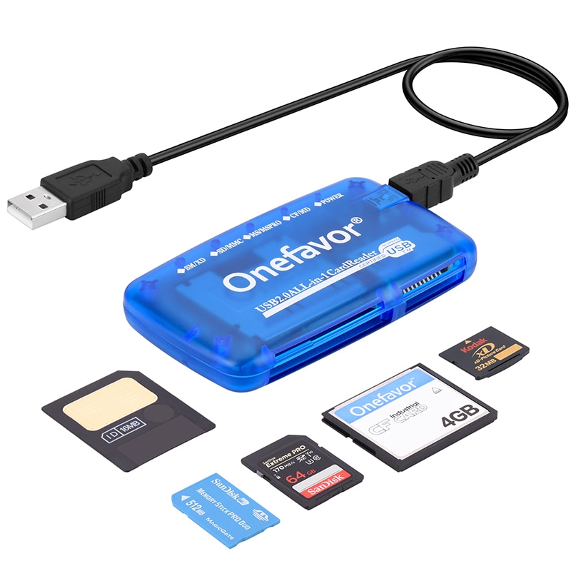 Onefavor 5-in-1 sm card reader 100% origin camera ms memory stick sd memory card xd long stick cf card multiftion card reader 2023new