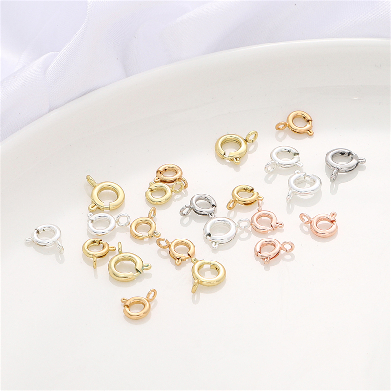 Móc Khóa Lò Xo Móng Tròn Móc Khóa Lò Xo Bằng Đồng Thau Đầu Nối Móc Với Mạ 14K/18K/Bạch Kim/Bạc/Vàng Hồng Cho Đầu Nối Vòng Cổ Vòng Tay Phụ Kiện Tìm Kiếm Trang Sức Tự Làm