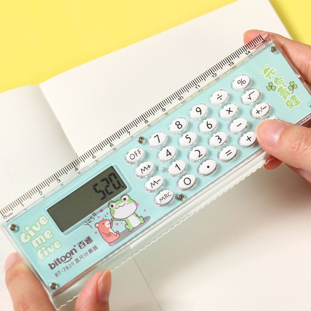 DIVECY Mini Thước thẳng Siêu mỏng Có máy tính Dụng cụ vẽ Di động Văn phòng phẩm Máy duỗi tóc Trường học văn phòng