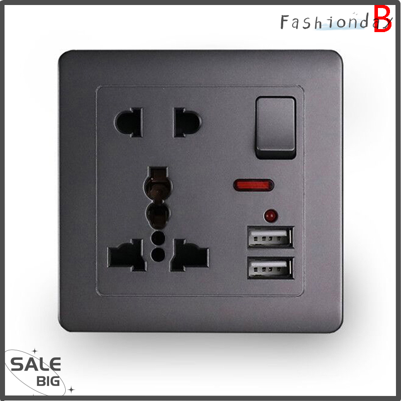 FD Legend Flash Sale EU Standard Usb Socket Gray Embedded Panel Wall Power Socket