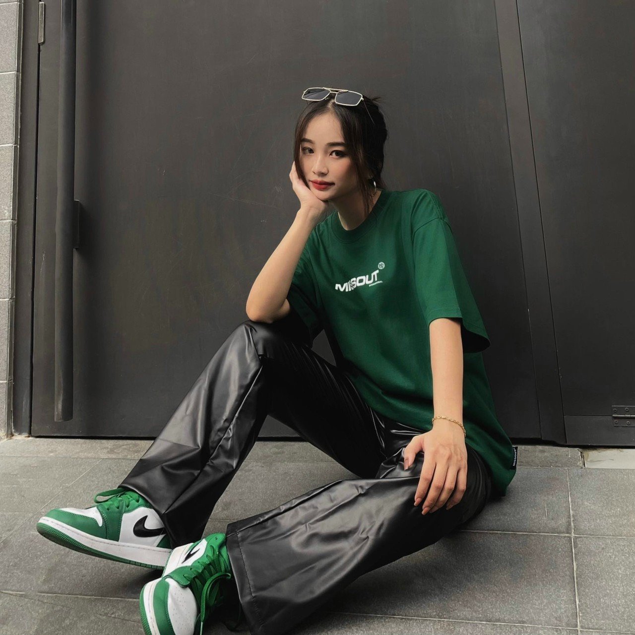 Áo thun Missout Basic Logo Tee SS5 màu xanh lá unisex nam nữ form rộng tay lỡ full tag vải cotton Hany Fashion AL192