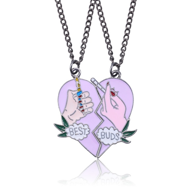 Fashion Best Friends Honey Love Couple Pendant Necklace 2 Pcs/ Set Chain Choke Broken Heart BFF Good Friendship Jewelry Gift