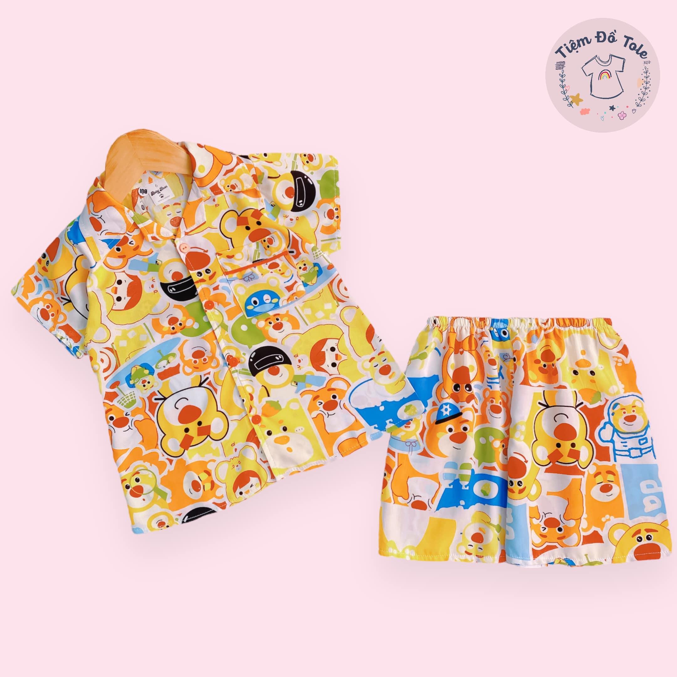 |11-40kg| Đồ bộ tole lanh quần đùi pijama cho bé gái, bé trai, đồ ngủ cho bé chât liệu tole lanh 2. Tiemdotoleanthy