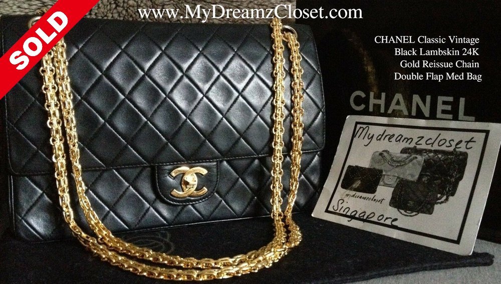 CHANEL Black Lambskin Leather Strap Shoulder Bag  Chelsea Vintage Couture