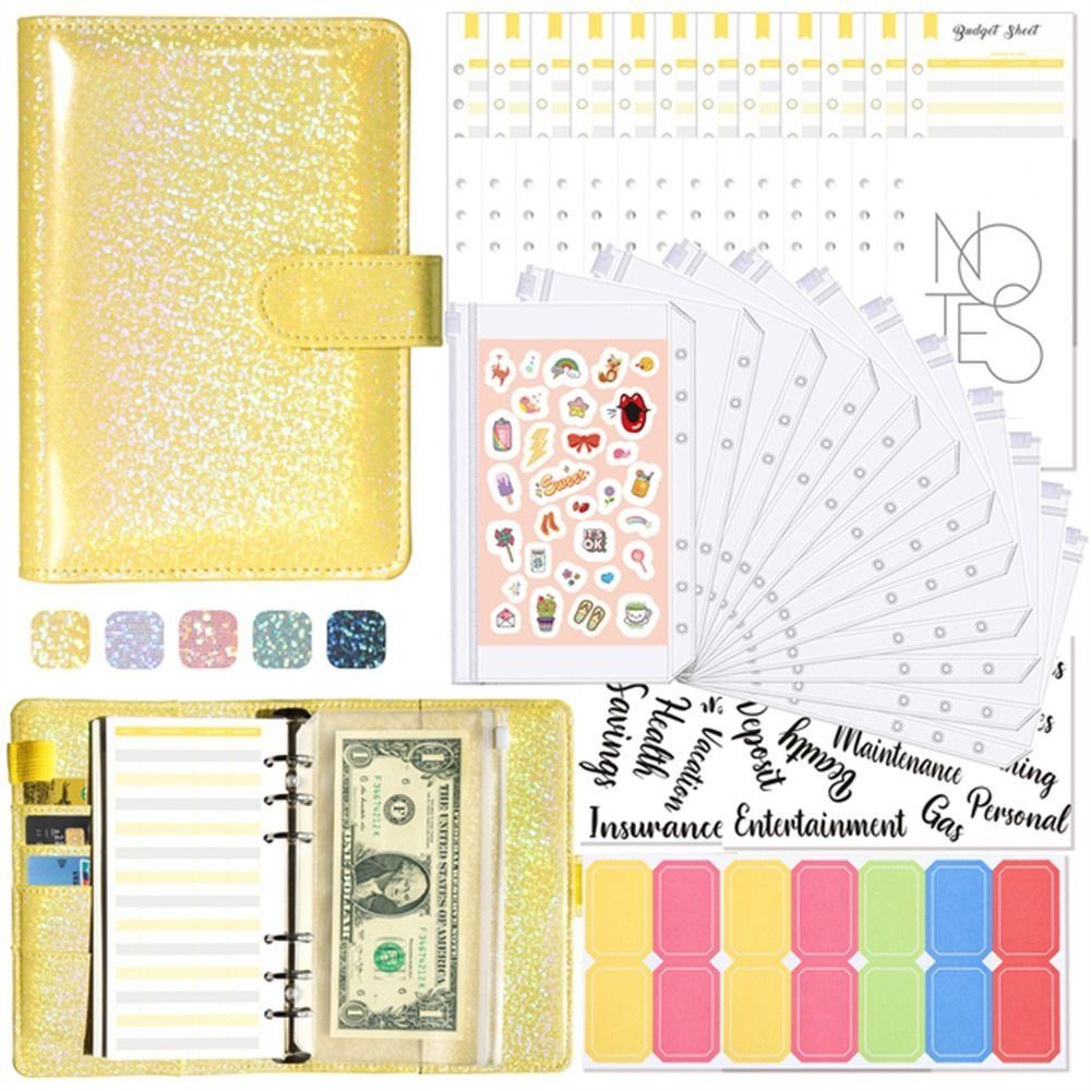Bunsb hóa đơn tổ chức văn phòng 6 lỗ tiền mặt phong bì tiền tiết kiệm chất kết dính Túi vở bìa cứng Chất kết dính Ngân Sách ngân sách kế hoạch máy tính xách tay tiền mặt cuốn sách