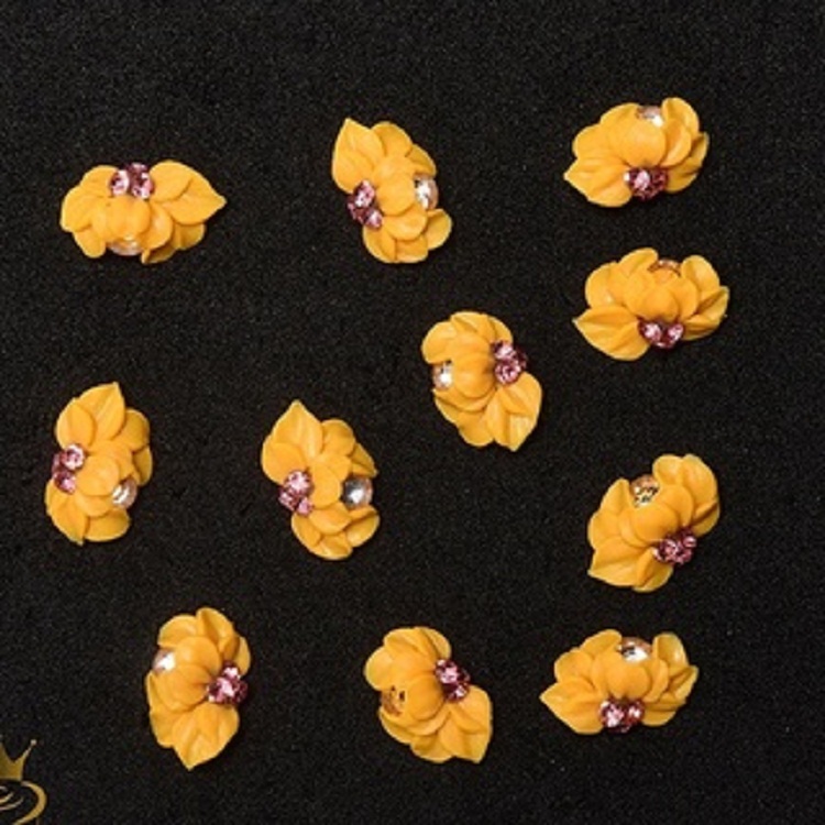 Hoa bột Nail, hoa 3D gắn Móng chân, móng tay,10 cánh, đá cạnh