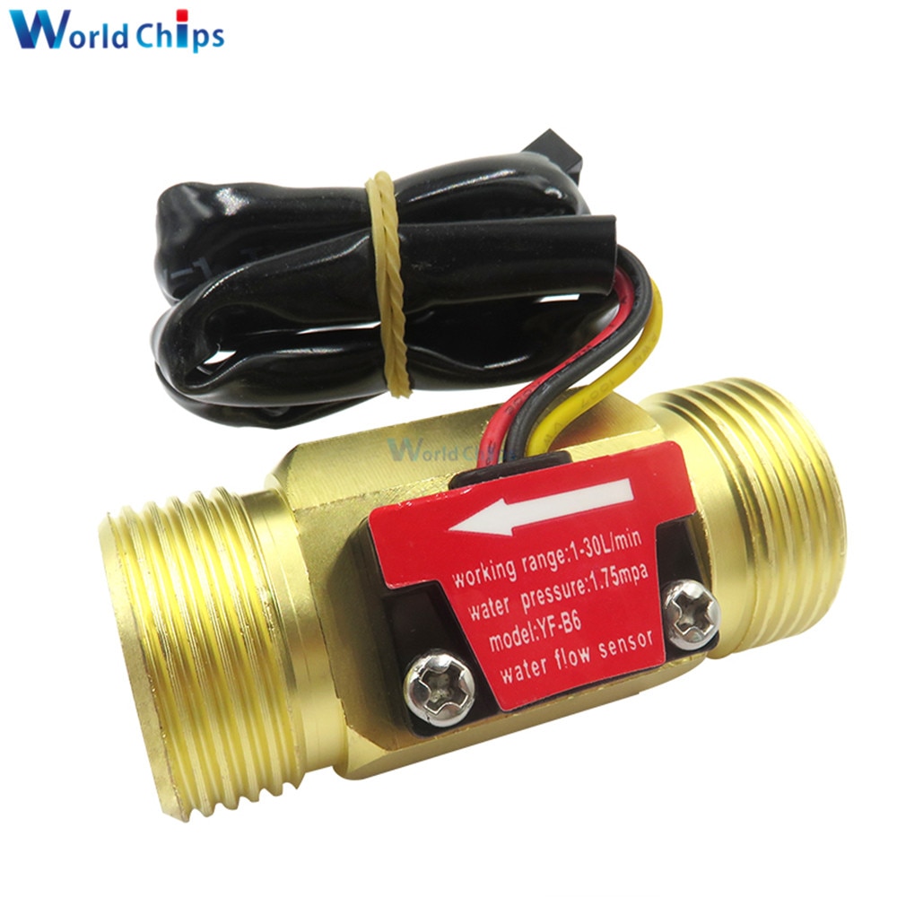 Dc5-18v G3/439;39; Yf-B6 All Copper Water Flow Sensor B6 Flowmeter Heater Hall Sensor Switch Liquid Circulating Turbine Flow Meter
