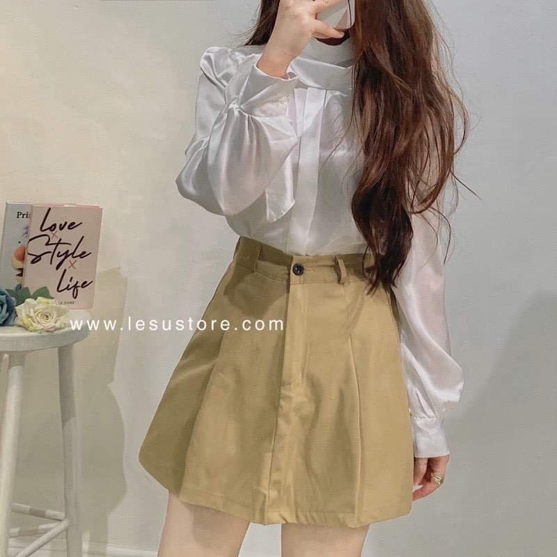 Quần giả váy nữ lưng thun chất kaki cực đẹp,Chân váy kaki basic