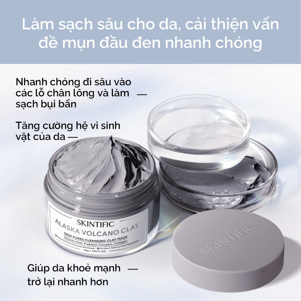 Mặt nạ đất sét tro núi lửa Alaska giúp làm sạch sâu SKINTIFIC 55g (đơn lẻ)