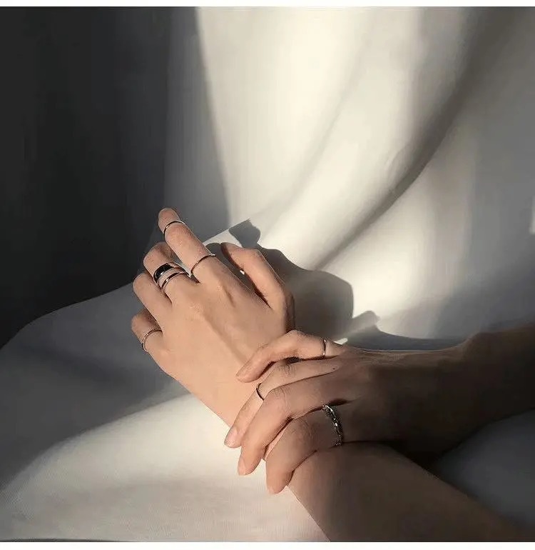 【I was hyLed uL】7-piece combination plain ring ring women's ins tide neutral food finger ring adjustable cool dark male cool tail ring ring ring. 