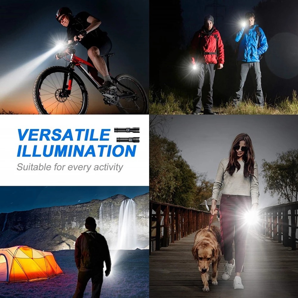Outdoor Dimmable ABS Strong Light Flashlight / High Quanlity Portable USB Rechargeable Hand Light / Hand Lamp for Outdoor Camping Fishing Survival Hiking Emergency