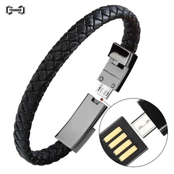 Portable Leather Wristband Bracelet Data Cable Fast Charging Micro USB Type C Charging Cable