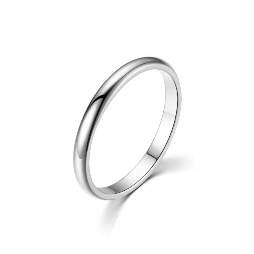 Nhẫn titan nữ không gỉ 2 mm kiểu nhẫn trơn sáng màu bền đẹp