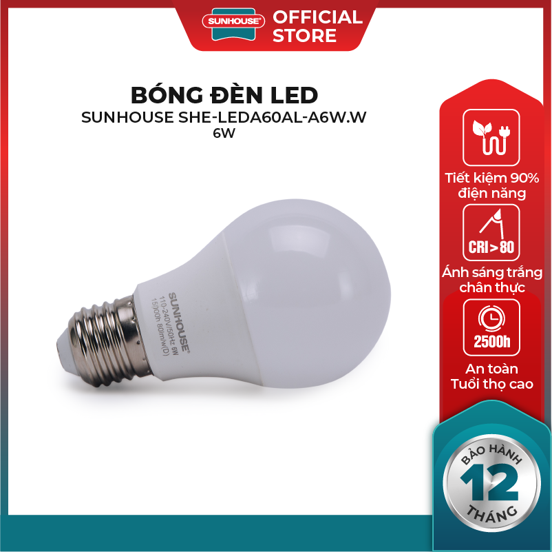 Bóng đèn led Sunhouse SHE-LEDA60AL-A6W.W