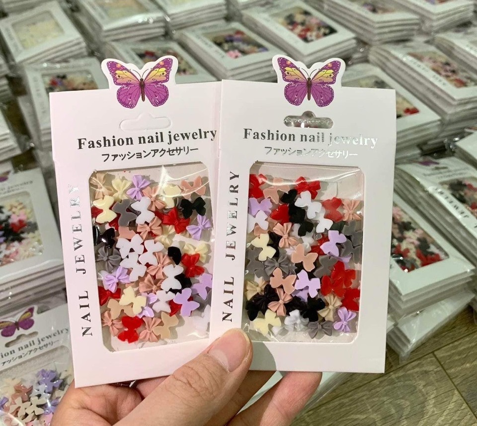Set charm nơ trang trí đính móng, Charm nơ gắn móng nail
