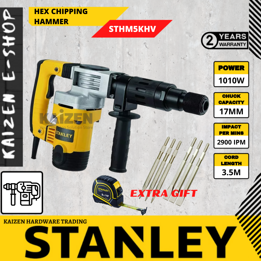 STANLEY STHM5KHV 1010W 17MM HEX CHIPPING HAMMER + FREE Gifts Lazada