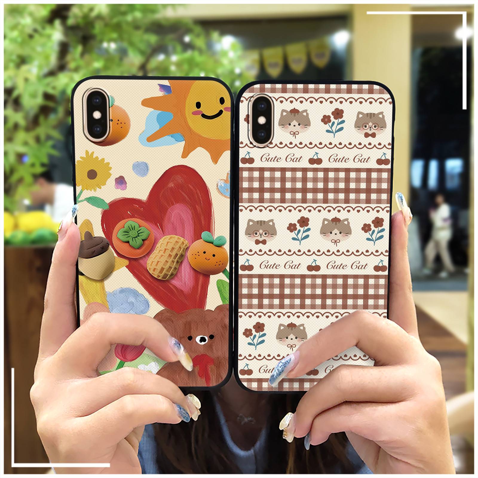 Protective Silicone Phone Case For iphone X/XS/ip X/ip XS Cute Durable Waterproof Graffiti Anti-dust Full wrap Soft case. 