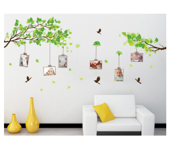 Decal trang trsi tường - Cành cây lá khung ảnh photo lớn