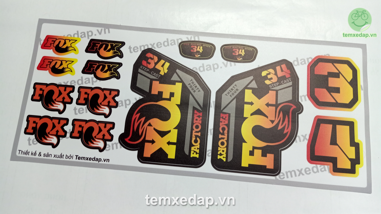 Tem decal dán phuộc xe đạp FOX Factory 34 Step Cast 2021