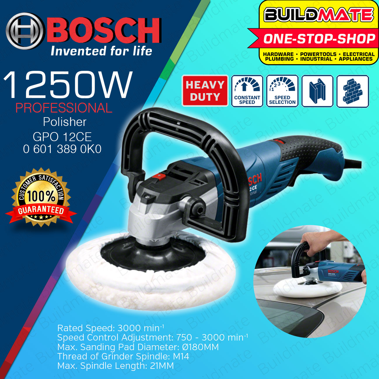 Bosch 1250W 180mm M14 Universal Angle Polisher Buffing GPO 12 CE
