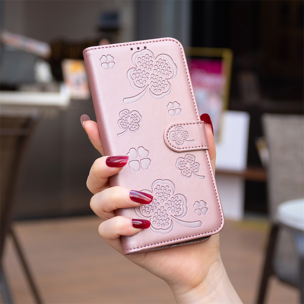 Case For Xiaomi Redmi Note 9 Pro Max Note 9s Redmi Note 8T Redmi 9 Redmi Note 9 Redmi 10X 4G Redmi 9A Redmi 9C Redmi 10A Poco C31 Redmi Note 8 Pro Fashion PU Leather Four Leaf Clover Phone Case Flip Folio Card Wallet Protective Back Cover