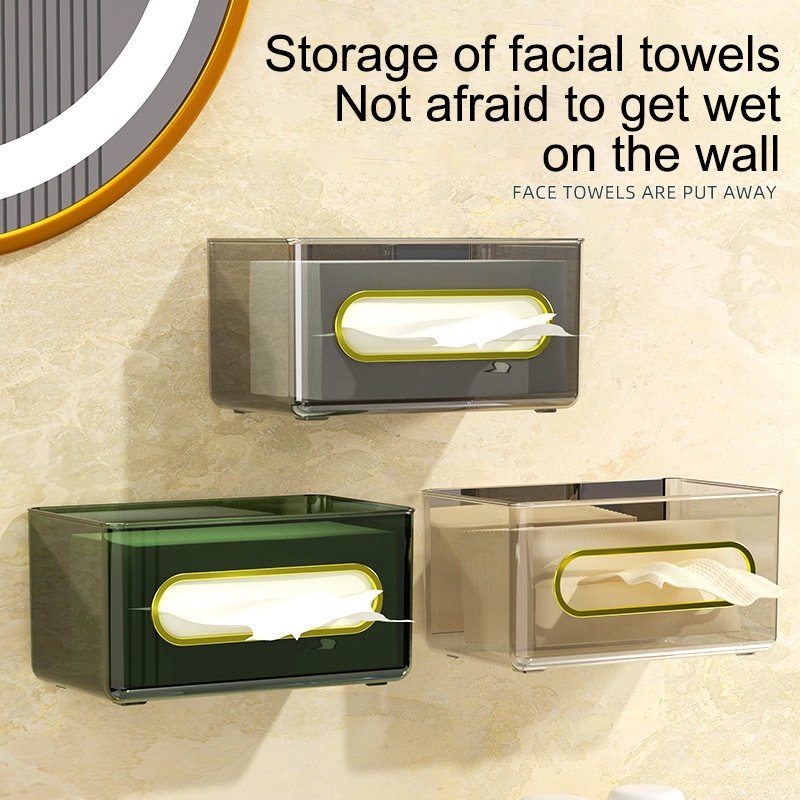 Wall hanging tissue box Light luxury side opening wall hanging tissue box Tissue face towel solid storage box