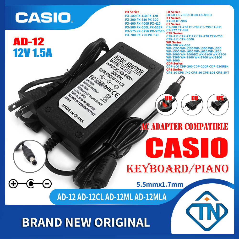 12V AC Adapter For Casio Privia PX-700 PX-575 PX-800 Digital Piano Power Supply 