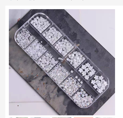 Hoa nhí mix với trai nửa đủ size trang trí móng nail - Dạng khay