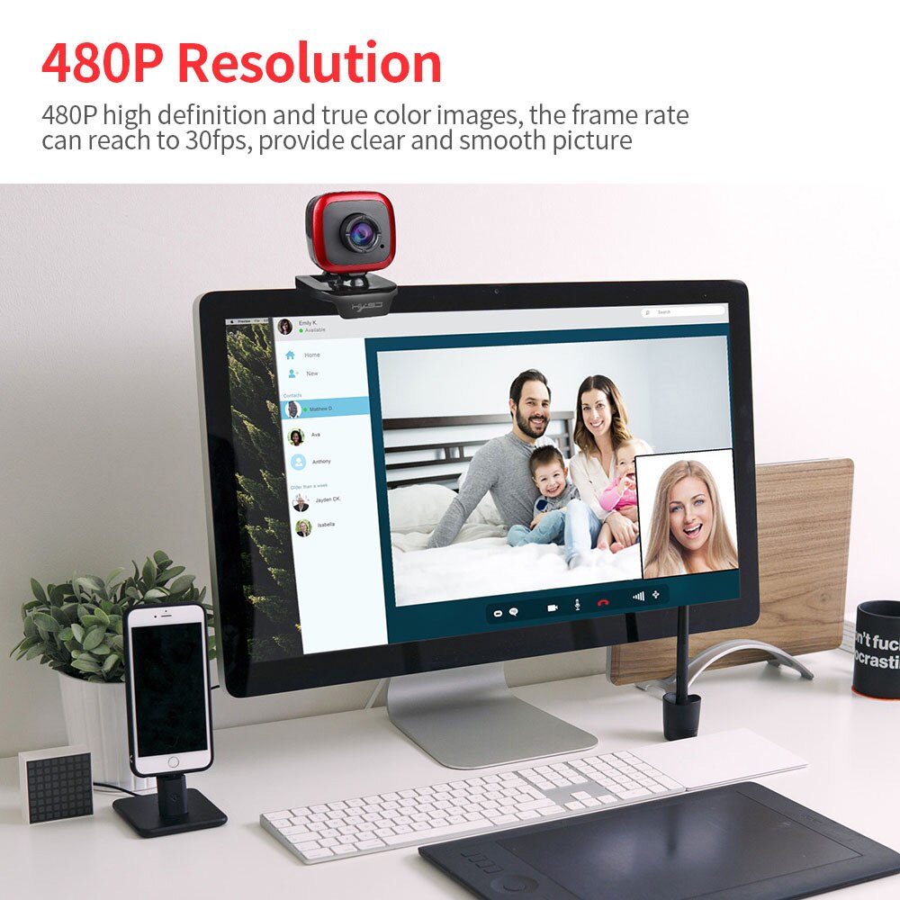 A849 USB Web Camera 480P Computer Camera Manual Focus Webcam With Sound-Absorbing Microphone For PC Laptop