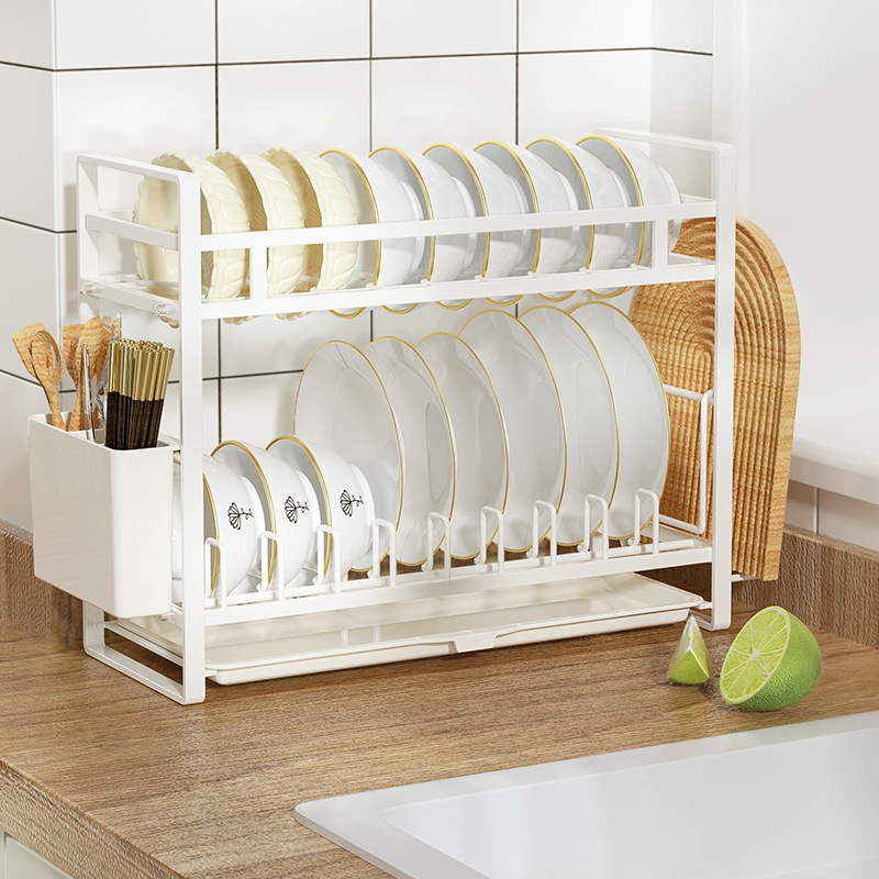 Multifunctional drain bowl rack kitchen storage rack table multi-layer storage rack plate rack save space steel