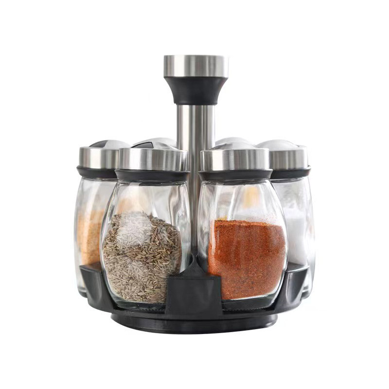 Seasoning jar household kitchen rotating seasoning bottle jar seasoning box salt jar barbecue tools supplies stainless steel sprinkling bottle.