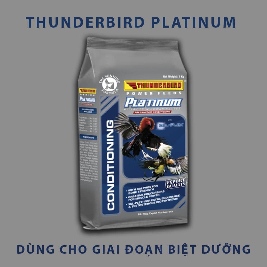 Thức ăn gà đá Thunderbird Platinum tăng cơ bắp - túi 1kg