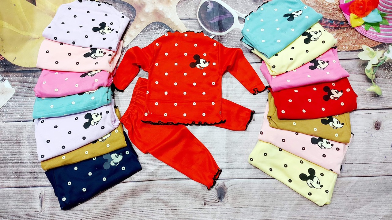 SALE NHANH ! BỘ LEN TĂM  MÈO MICKEY XINH XẮN  CHO BÉ BÉ GÁI SIZE 6-18KG