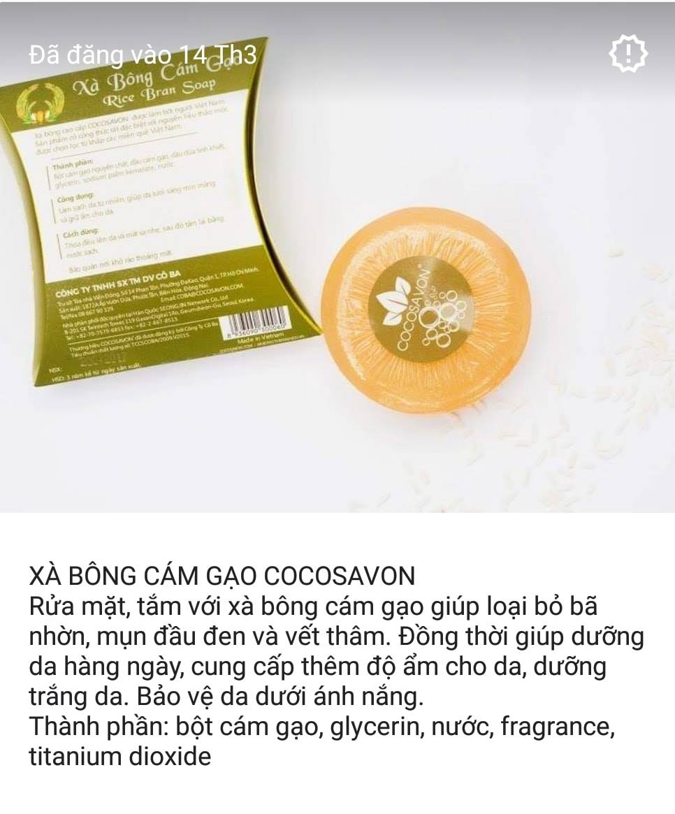 Xà bông dừa cám gạo cocosavon